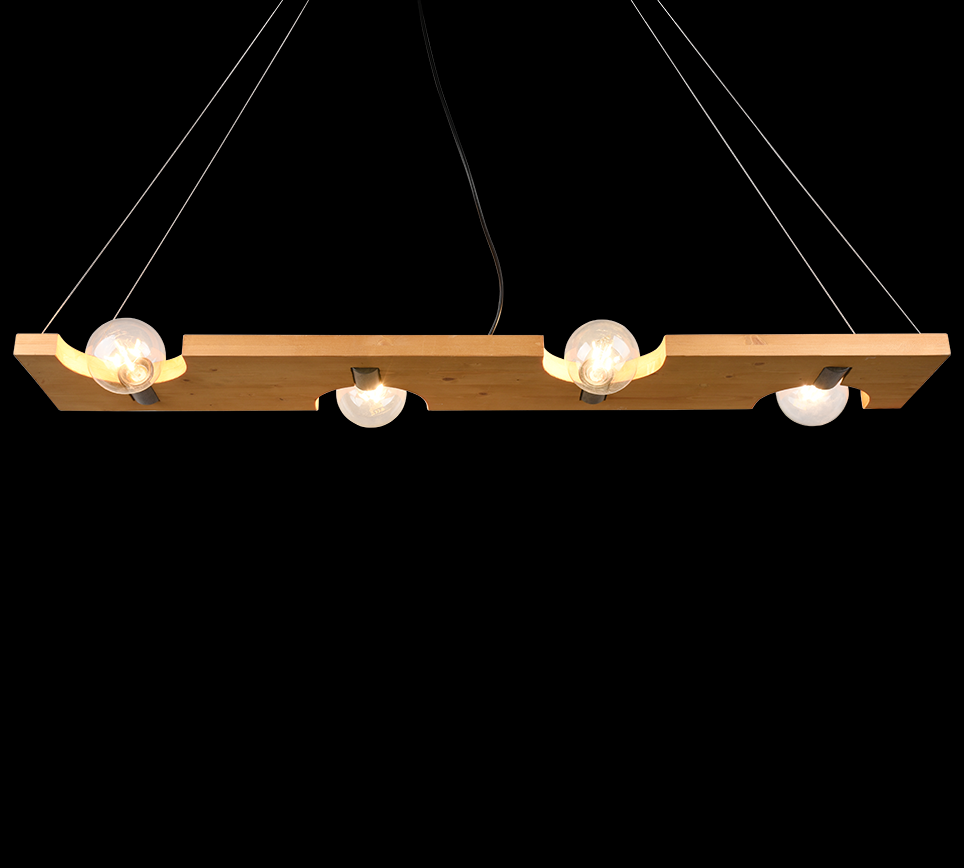 Trio 314300430 hängende Deckenleuchte 4x10W Holz höhenverstellbar, E27 - | Tailor