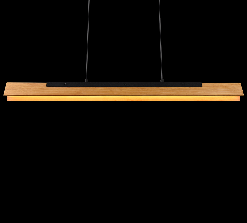 341610132 Kerala 4-Phasen-Touchdimmer, schwarz, | LED-Pendelleuchte 3000lm Holz höhenverstellbar, Trio | - 3000K 1x25W
