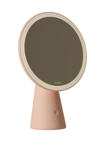 Philips 8719514420458 LED-Tisch-Touch-Kosmetiklampe mit Spiegel Mirror  1x4,5W, 60lm, 3000-5000K - USB, dimmbar, rosa