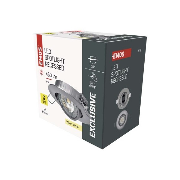 EMOS ZD3221 LED Einbauleuchte SIMMI  | 5W integrierte LED-Quelle | 450lm | 3000K