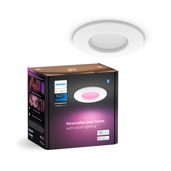 Philips Hue 8720169264090 LED Badezimmer-Spotleuchte Slim downlight | 8,3W integrierte LED-Quelle | 2200-6500+RGBK