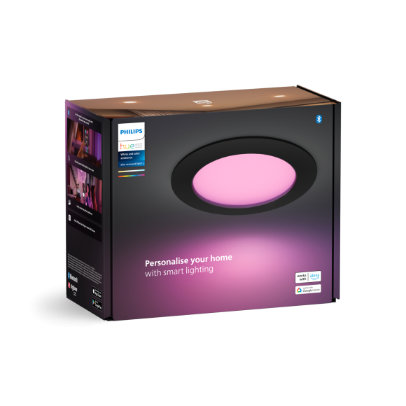 Philips Hue 8720169264274 LED Badezimmer-Spotleuchte Slim downlight | 12W integrierte LED-Quelle | 2200-6500+RGBK