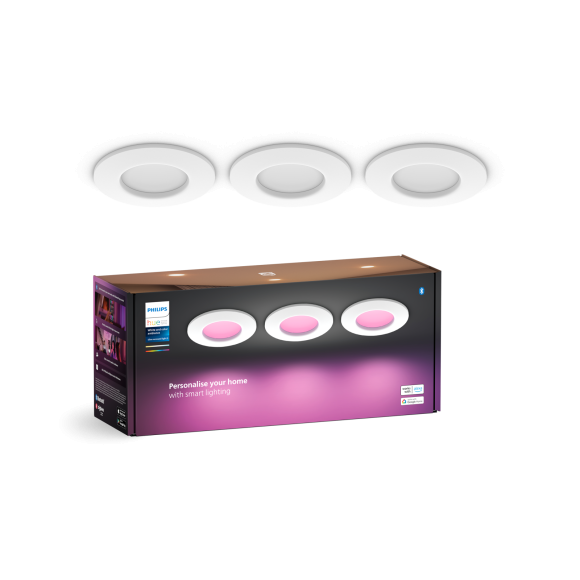 Philips Hue 8720169264731 LED Set von Spotleuchten Slim downlight | 8,3W integrierte LED-Quelle | 2200-6500+RGBK